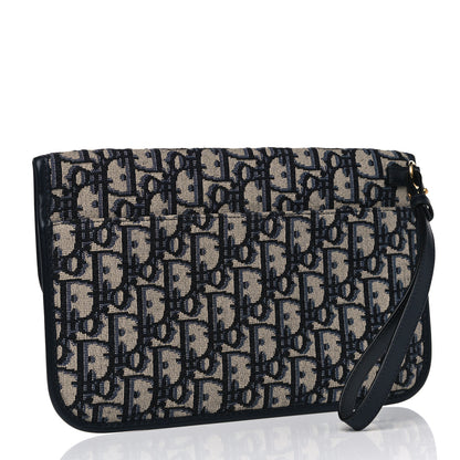 Christian Dior Oblique Flap Pouch Clutch Blue 2 of 5