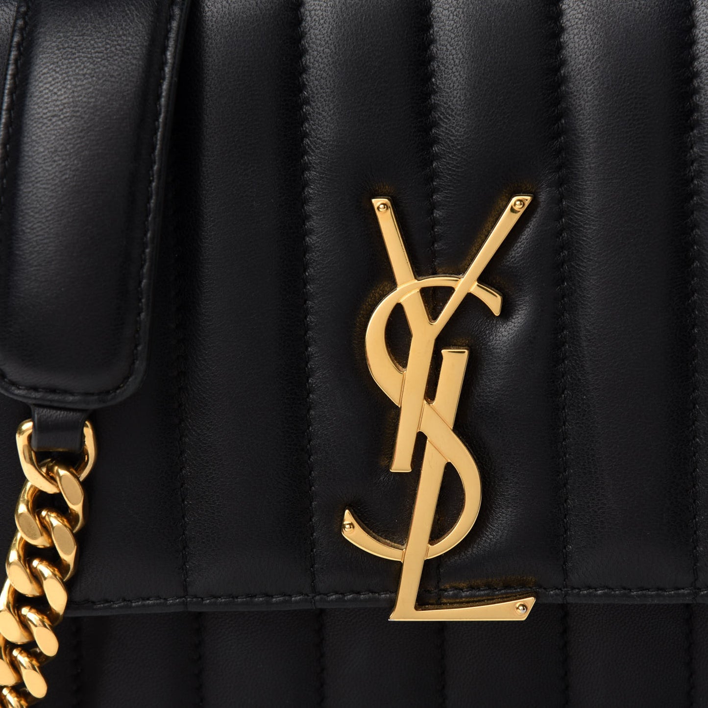 Lambskin Matelasse Monogram Medium Vicky Chain Bag Black