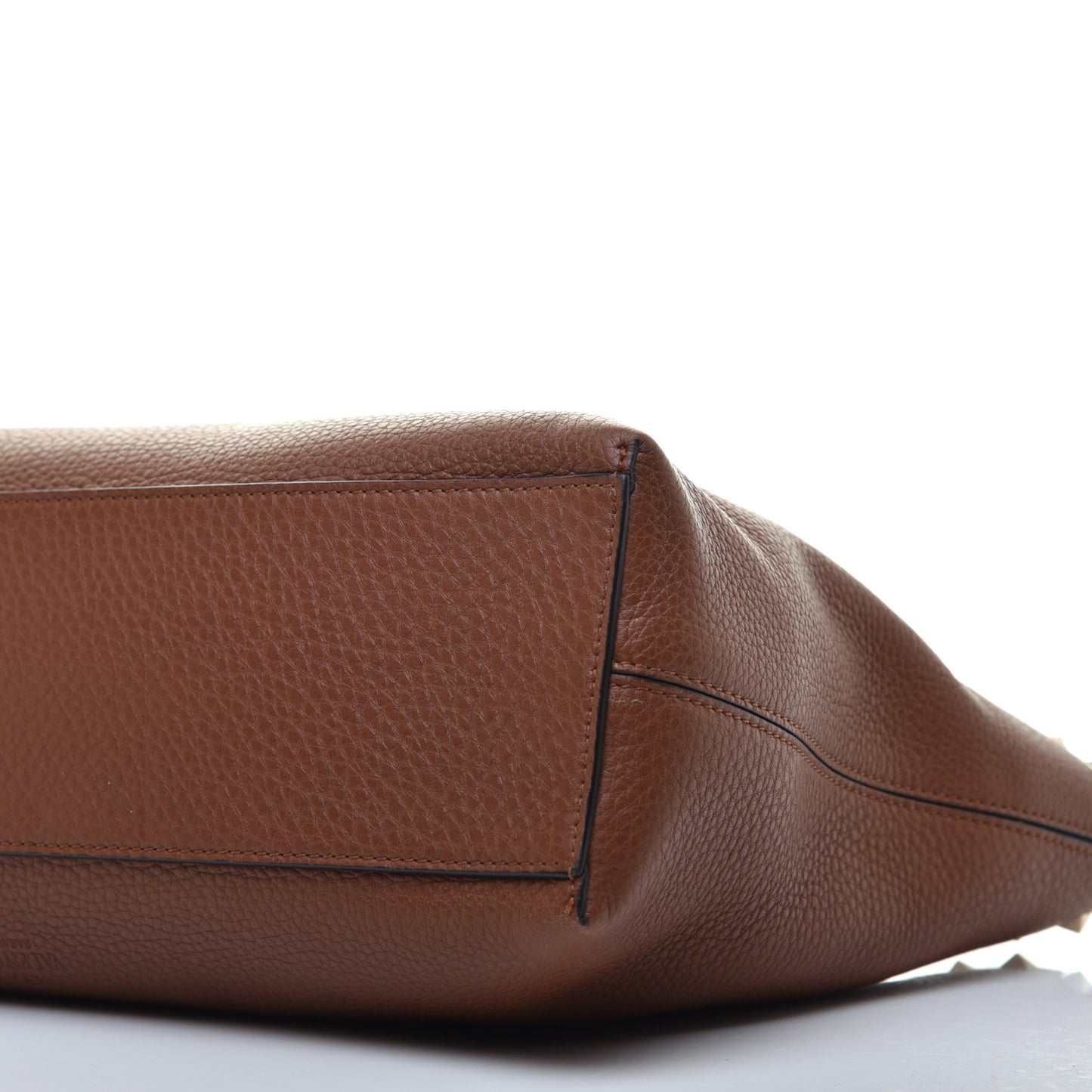 Grained Calfskin Small Rockstud Shoulder Tote Bright Cognac
