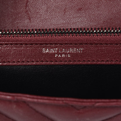 Saint Laurent Sheepskin Matelasse Chevron Monogram Medium College Bag Rouge Legion 7 of 8