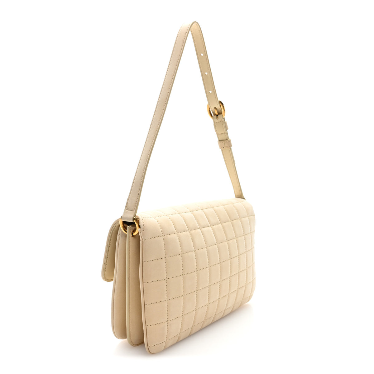 Saint Laurent Nubuck Suede Carre Quilted Le Maillon Satchel Butter 3 of 9