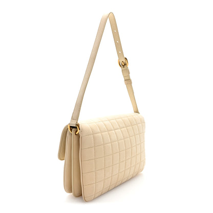Saint Laurent Nubuck Suede Carre Quilted Le Maillon Satchel Butter 3 of 9