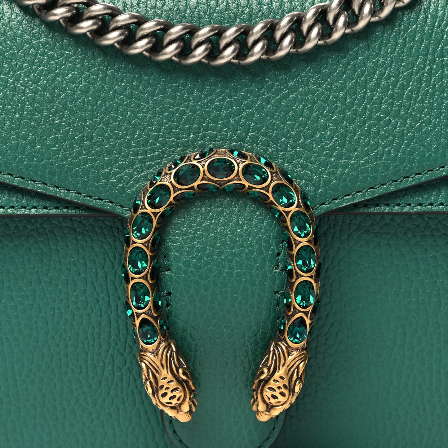 Pebbled Calfskin Small Dionysus Shoulder Bag Emerald
