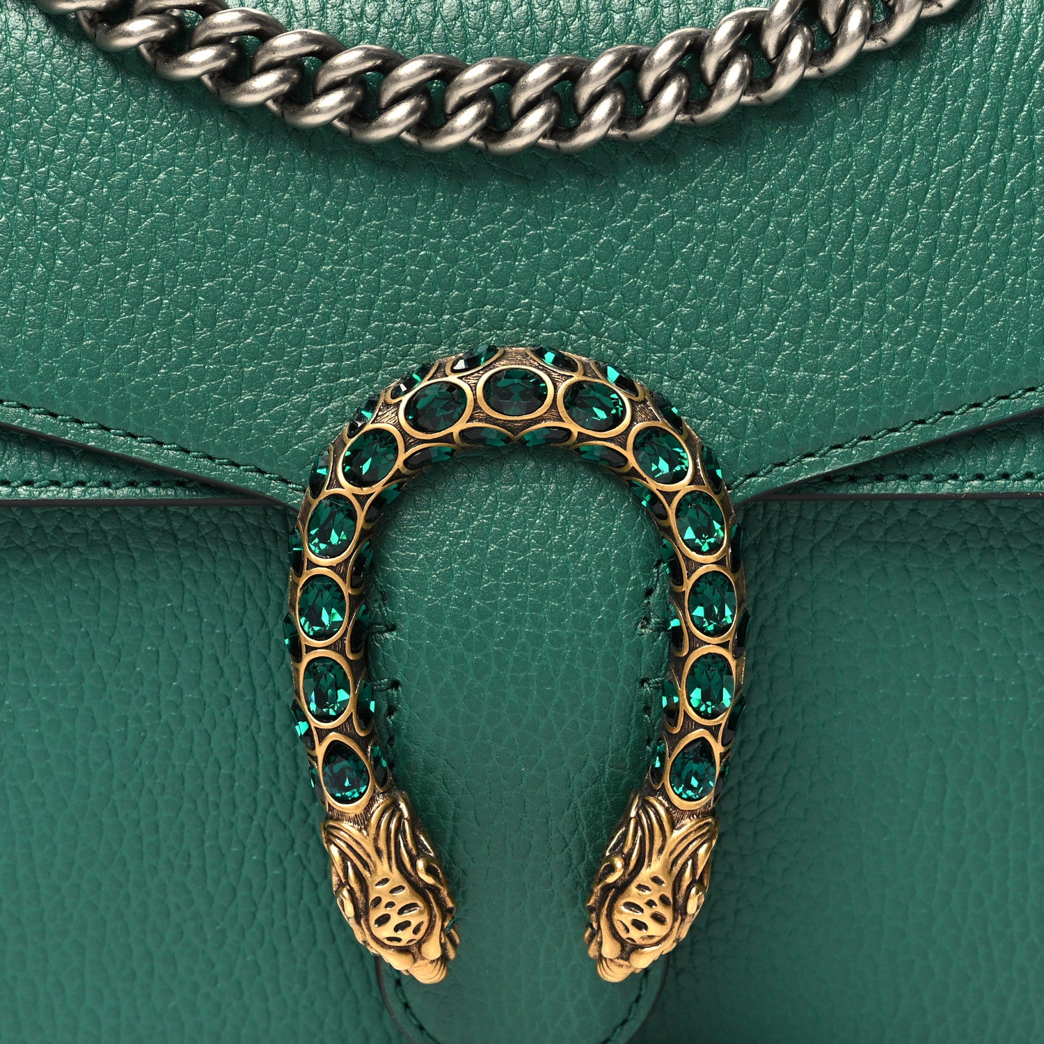 Gucci Pebbled Calfskin Small Dionysus Shoulder Bag Emerald 9 of 11