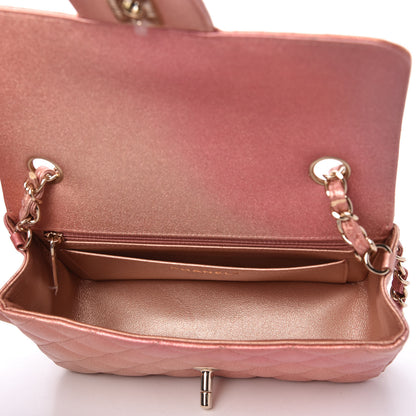 Chanel Metallic Lambskin Quilted Ombre Mini Rectangular Flap Pink 5 of 11