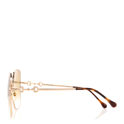 Gucci Metal Horsebit Square Frame Sunglasses GG0879S Gold 2 of 7