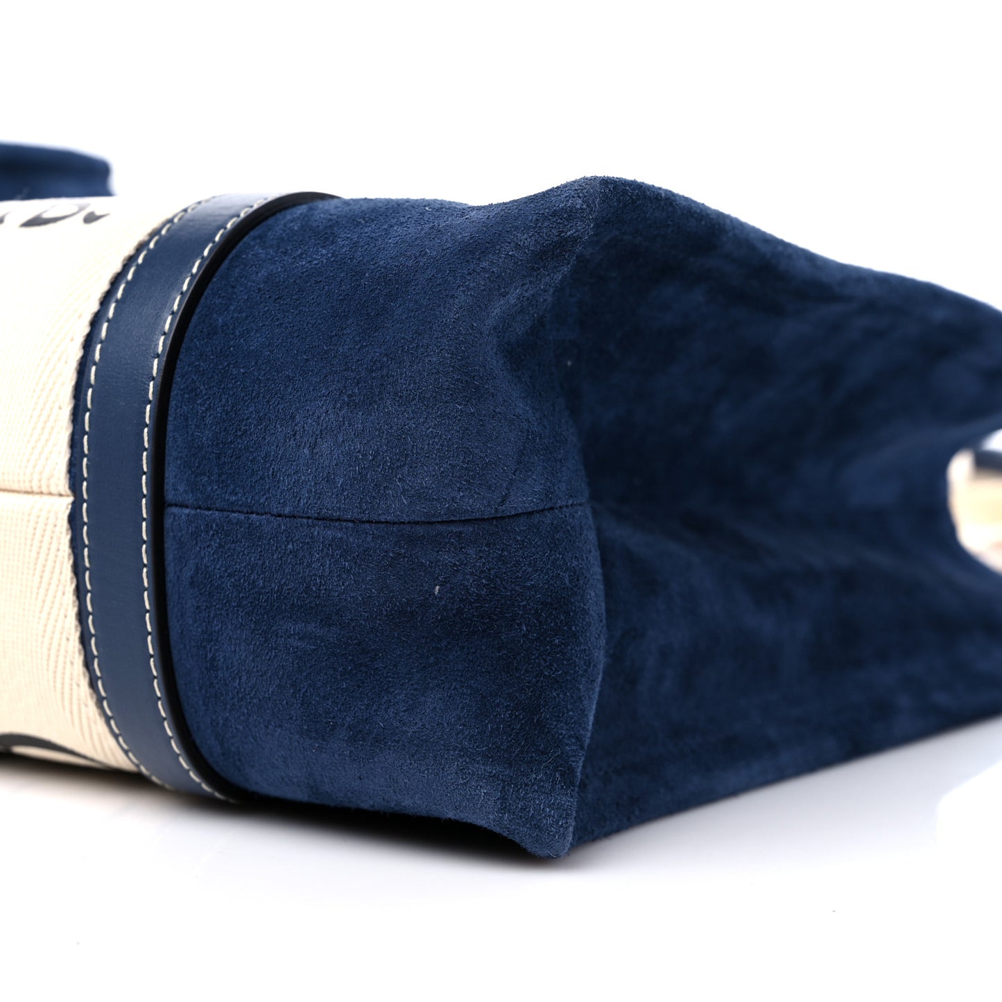 Suede Calfskin Medium Woody Ribbon Tote Navy