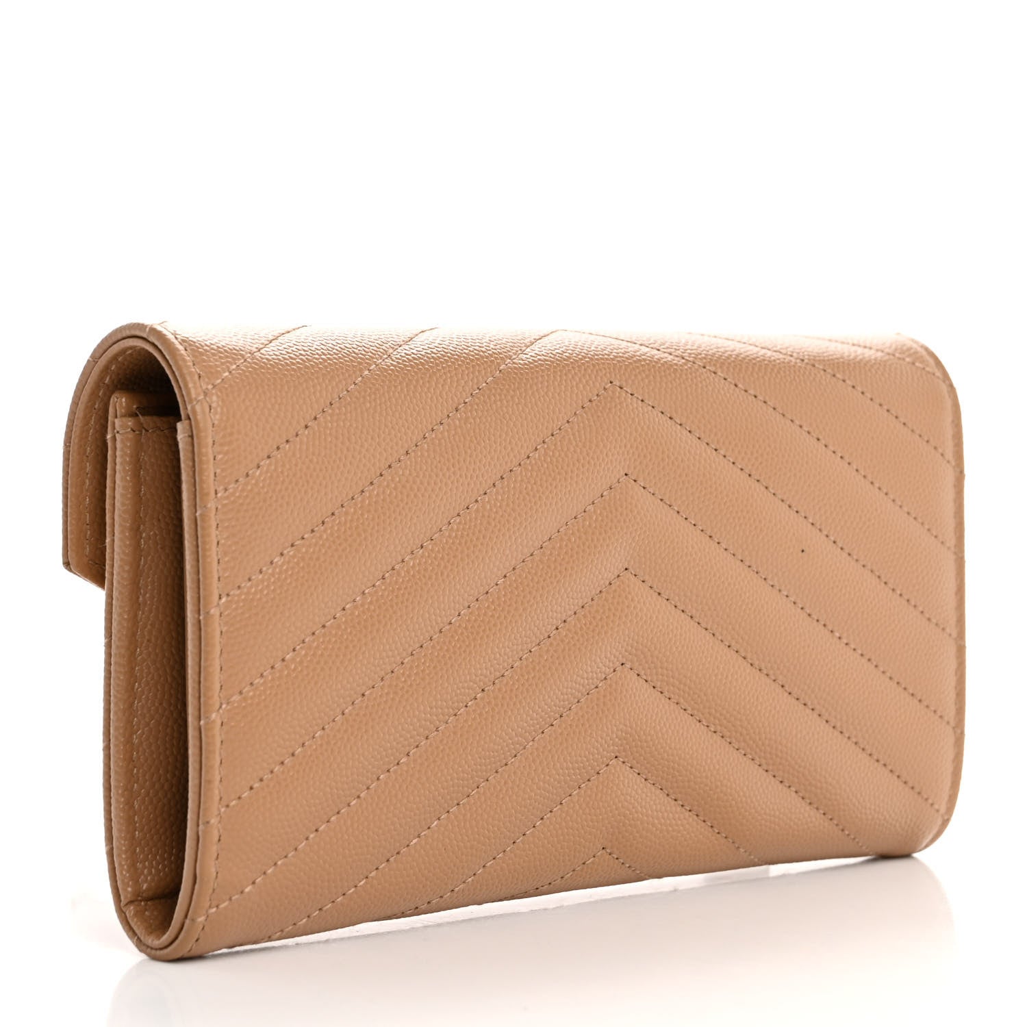 Saint Laurent Grain De Poudre Matelasse Chevron Monogram Flap Wallet Cork 3 of 12