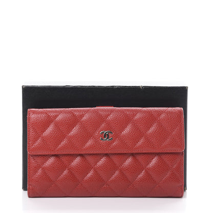 Chanel Caviar Quilted CC Long Double Wallet Red 11 of 11