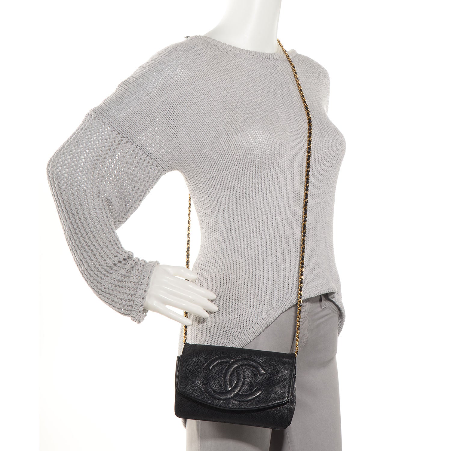 Chanel Caviar Timeless CC Wallet on Chain WOC Black 2 of 8
