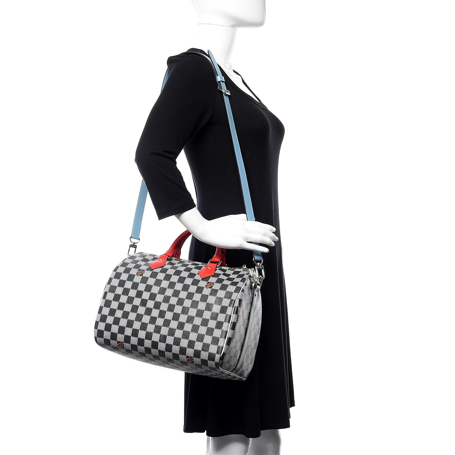 Louis Vuitton Damier Speedy Bandouliere 30 Black White 2 of 11