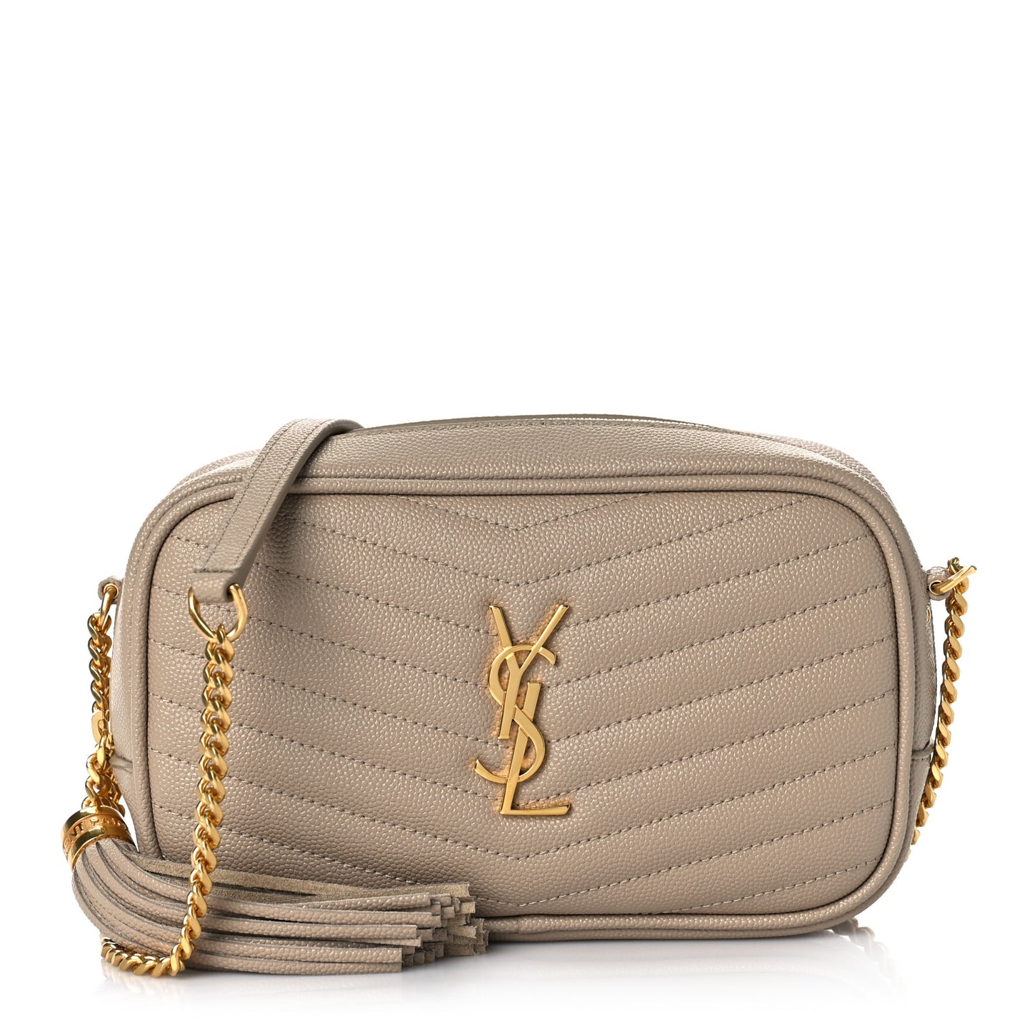 Grain De Poudre Matelasse Monogram Mini Lou Camera Bag Dark Beige