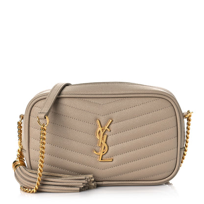 Saint Laurent Grain De Poudre Matelasse Monogram Mini Lou Camera Bag Dark Beige 1 of 10