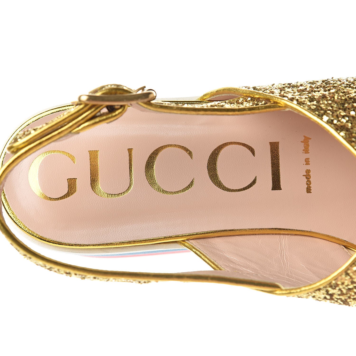 Gucci Glitter Crossover Platform Sandals 40.5 Gold 7 of 8