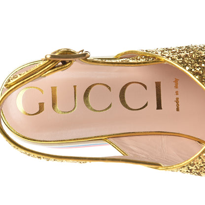 Gucci Glitter Crossover Platform Sandals 40.5 Gold 7 of 8