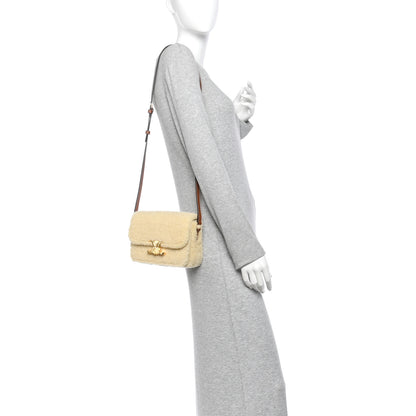 Celine Calfskin Triomphe Shearling Bag Natural Tan 2 of 10