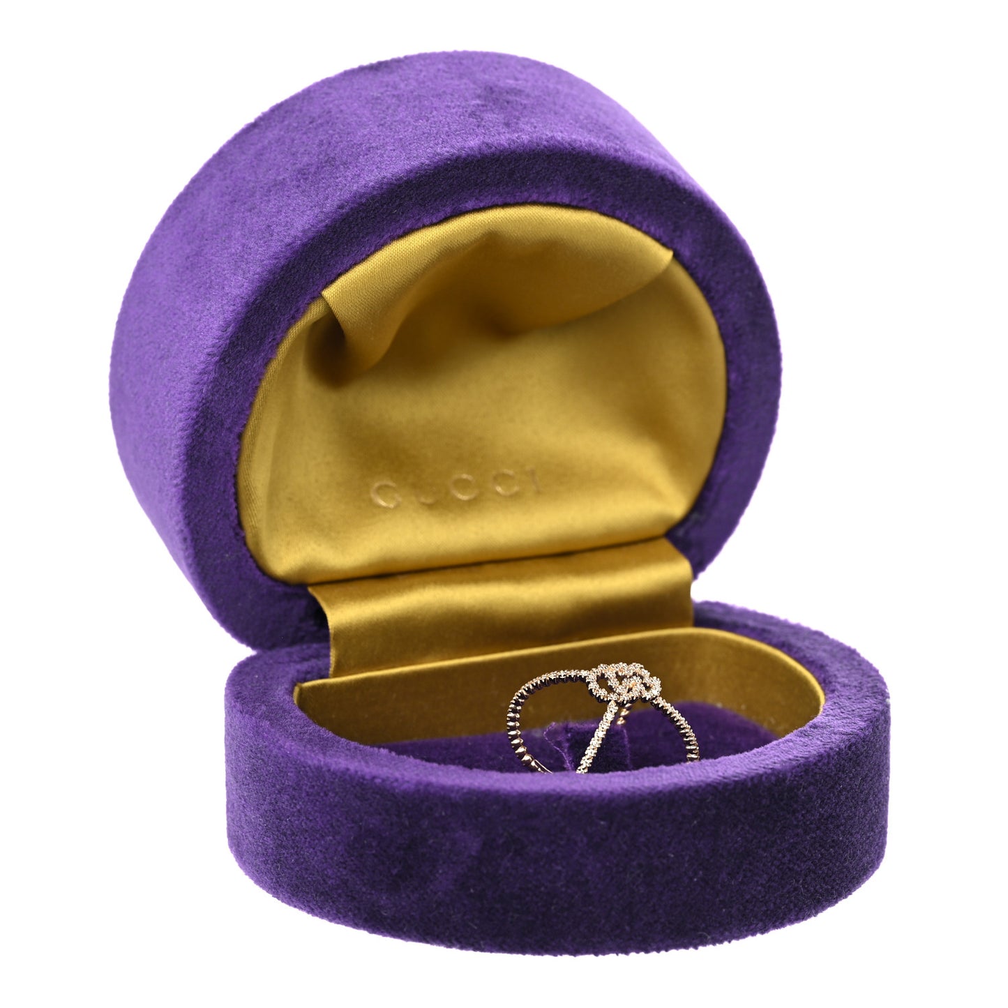 18K Yellow Gold Diamond GG Running X Ring 53 6.25