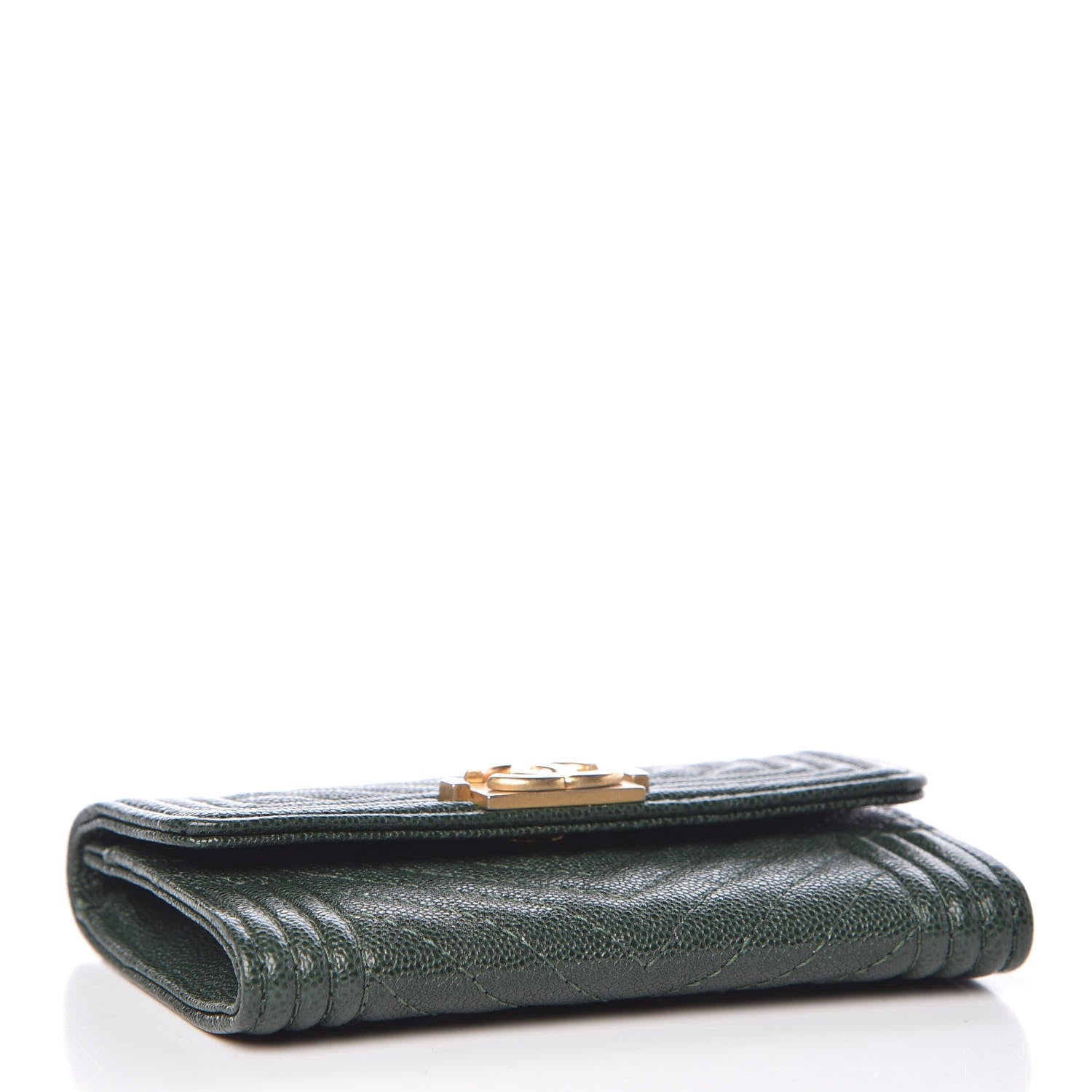 Chanel Caviar Chevron Quilted Boy Card Holder Wallet Green 4 of 9