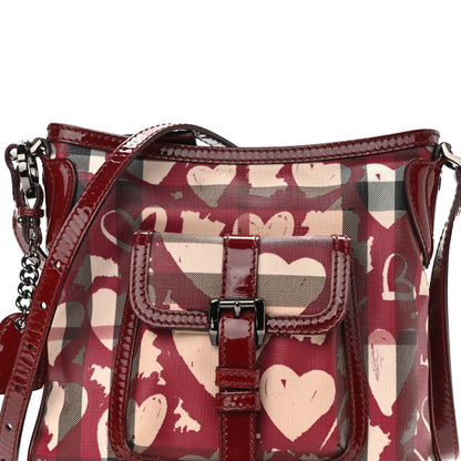 Burberry Nova Check Heart Crossbody Clutch Bag Berry Red 8 of 11