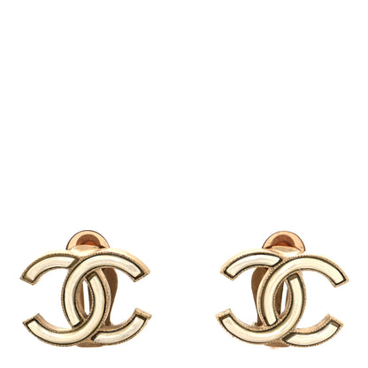 Chanel Metal CC Clip On Earrings Gold Silver 1 of 4