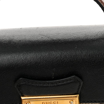 Gucci GG Supreme Monogram Calfskin Mini Padlock Top Handle Shoulder Bag Beige Black Cuir 13 of 14