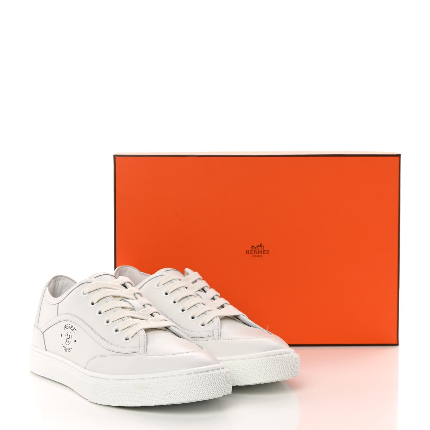 Hermes Calfskin Womens Get Sneakers 38.5 White 10 of 10