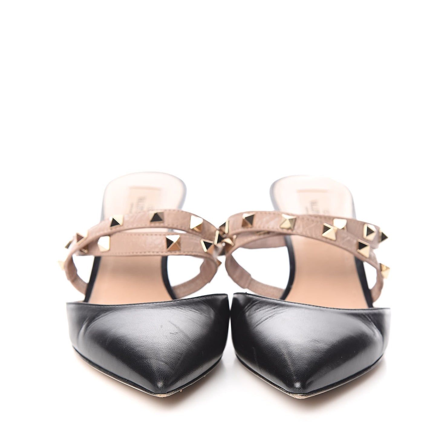 Nappa Rockstud Criss Cross 55mm Mules 37 Black Poudre