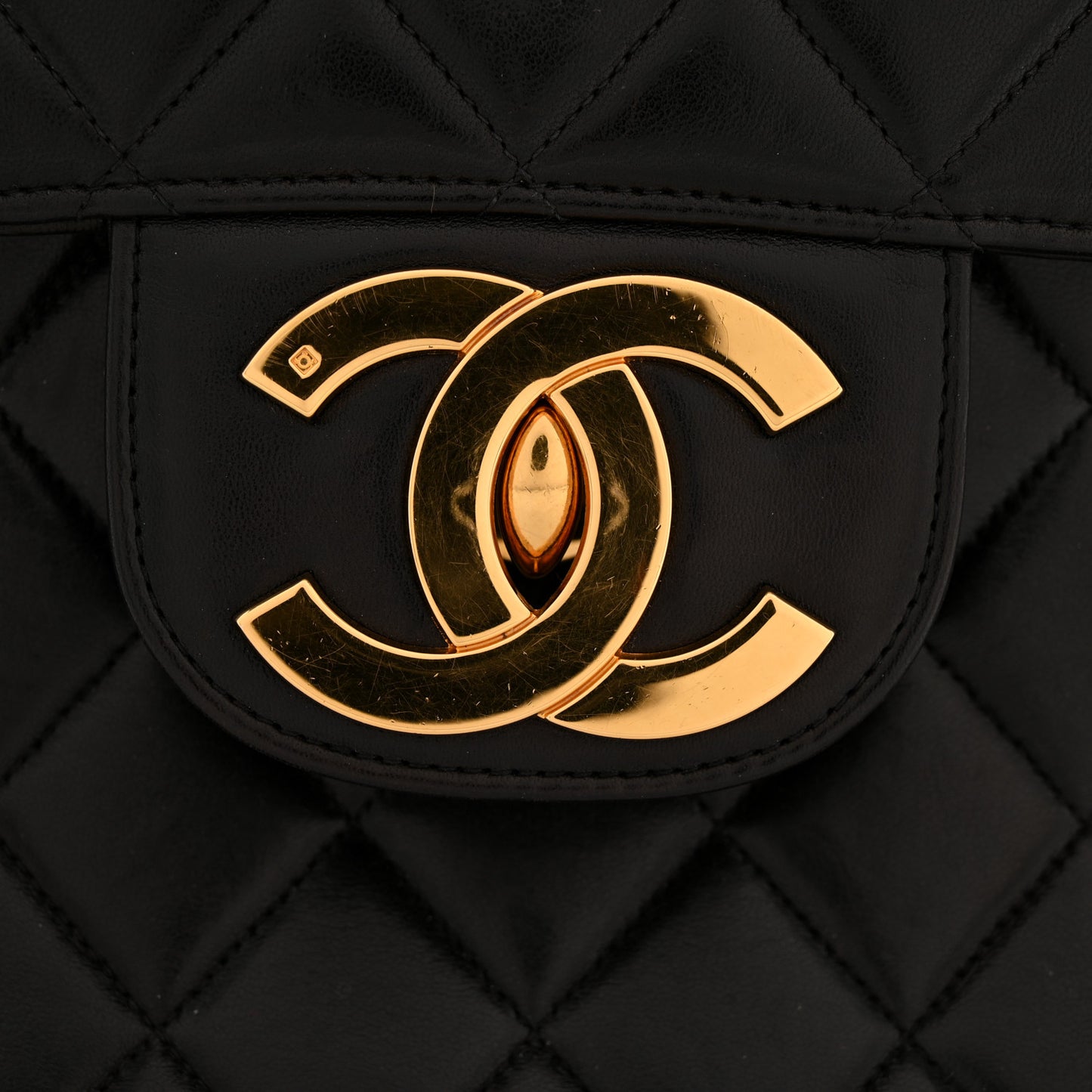 Lambskin Quilted Jumbo Single Flap Black