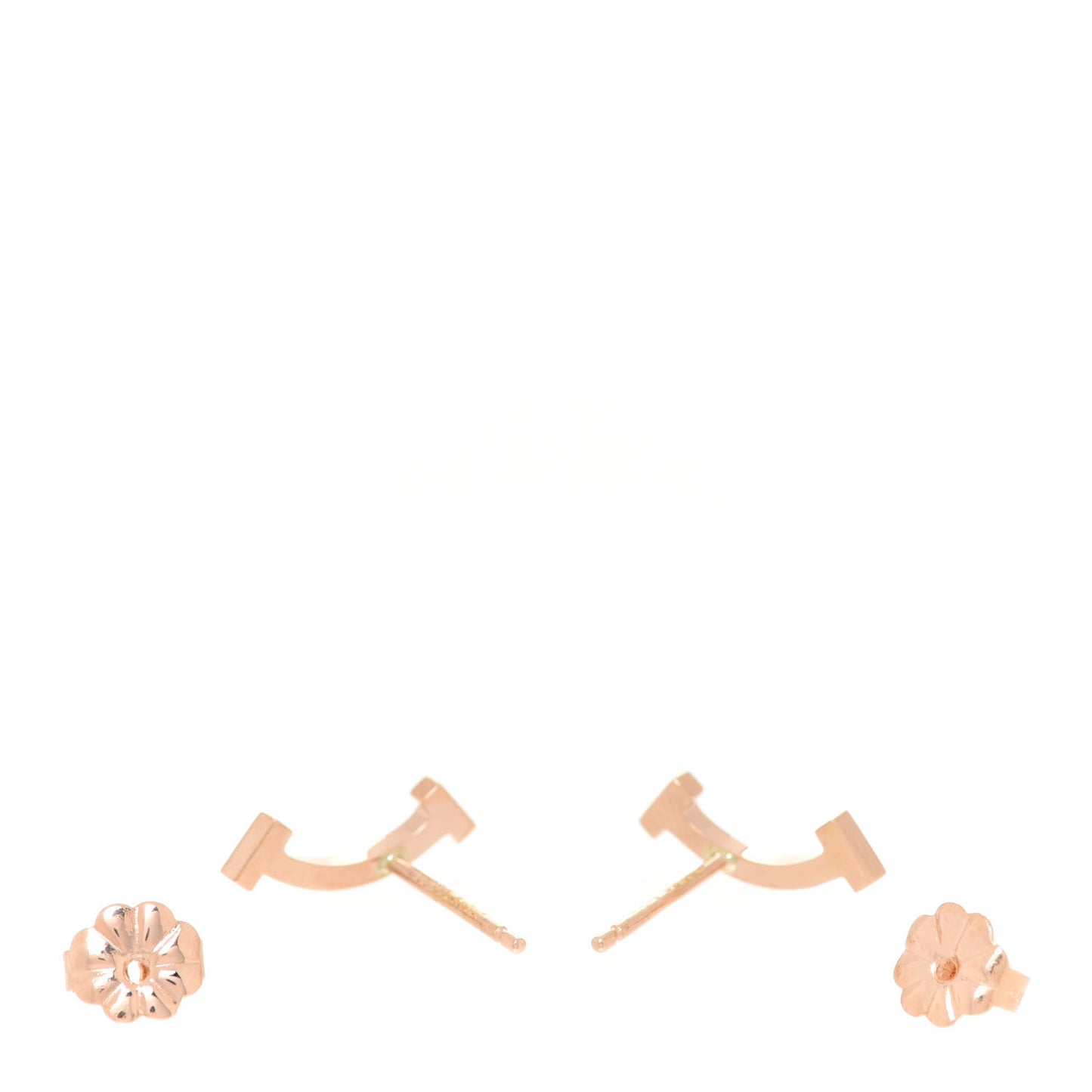 18K Rose Gold T Smile Stud Earrings