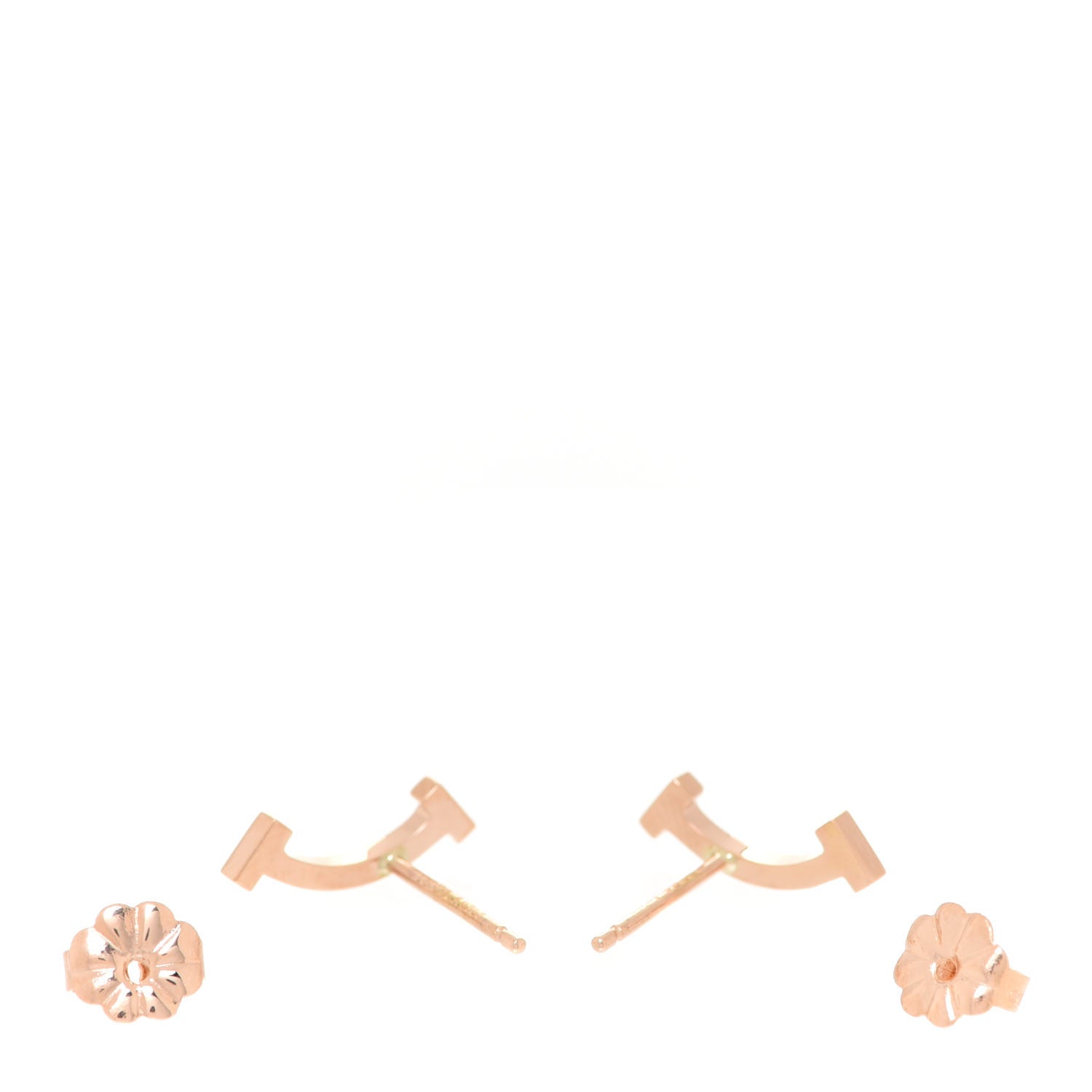 Tiffany 18K Rose Gold T Smile Stud Earrings 3 of 7