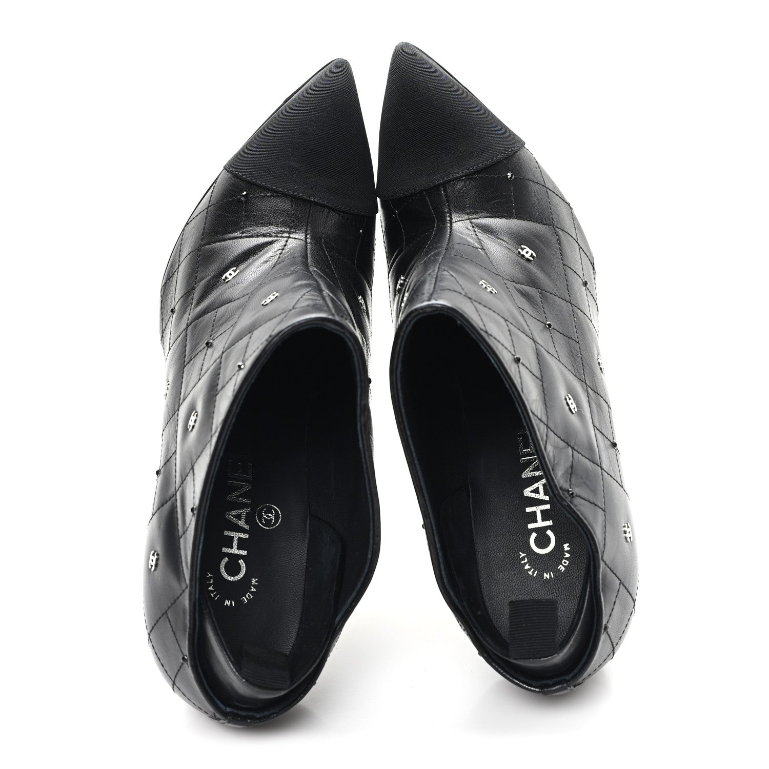 Chanel Lambskin Quilted CC Cap Toe Booties 38 Black 2 of 10
