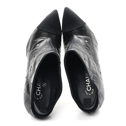 Chanel Lambskin Quilted CC Cap Toe Booties 38 Black 2 of 10