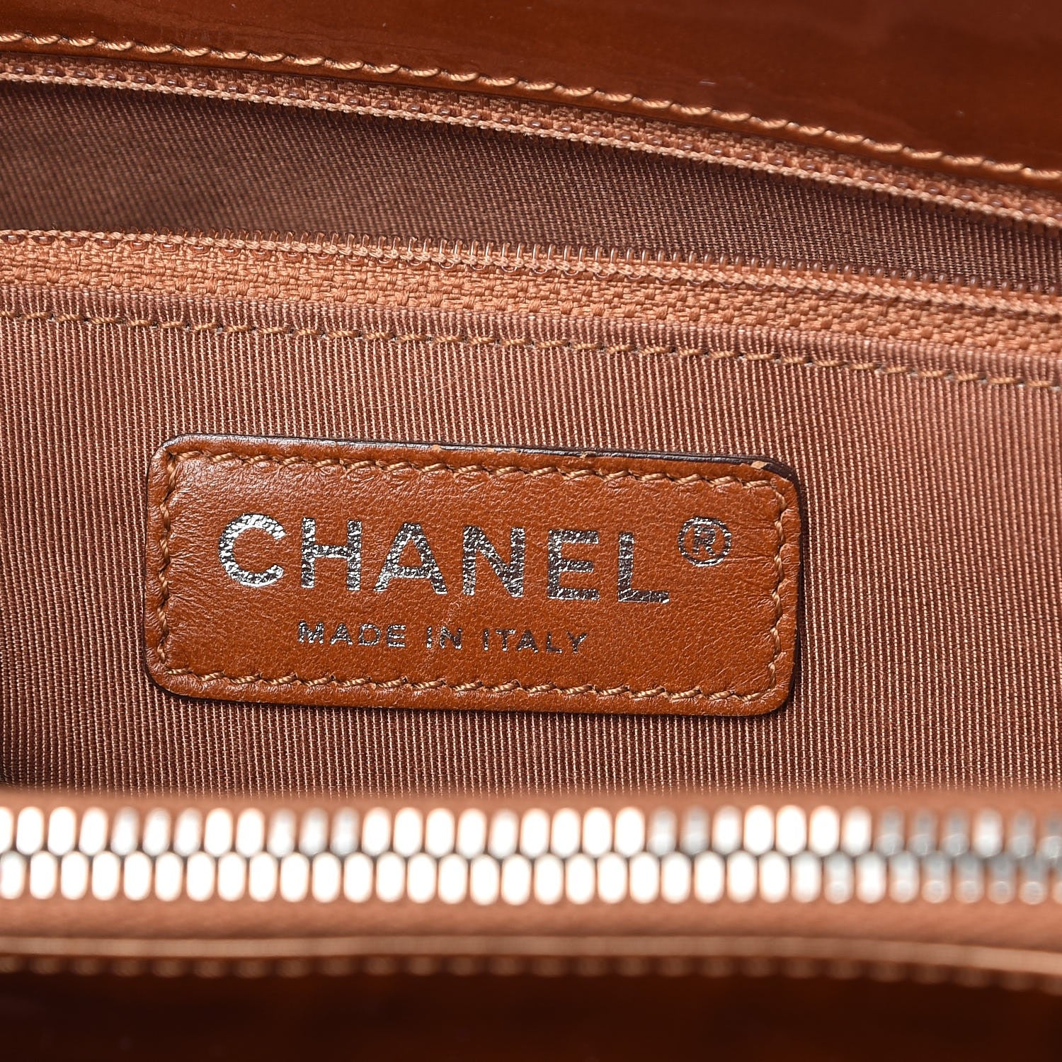 Chanel Metallic Patent Quilted Grand Shopping Tote GST Bronze 6 of 12