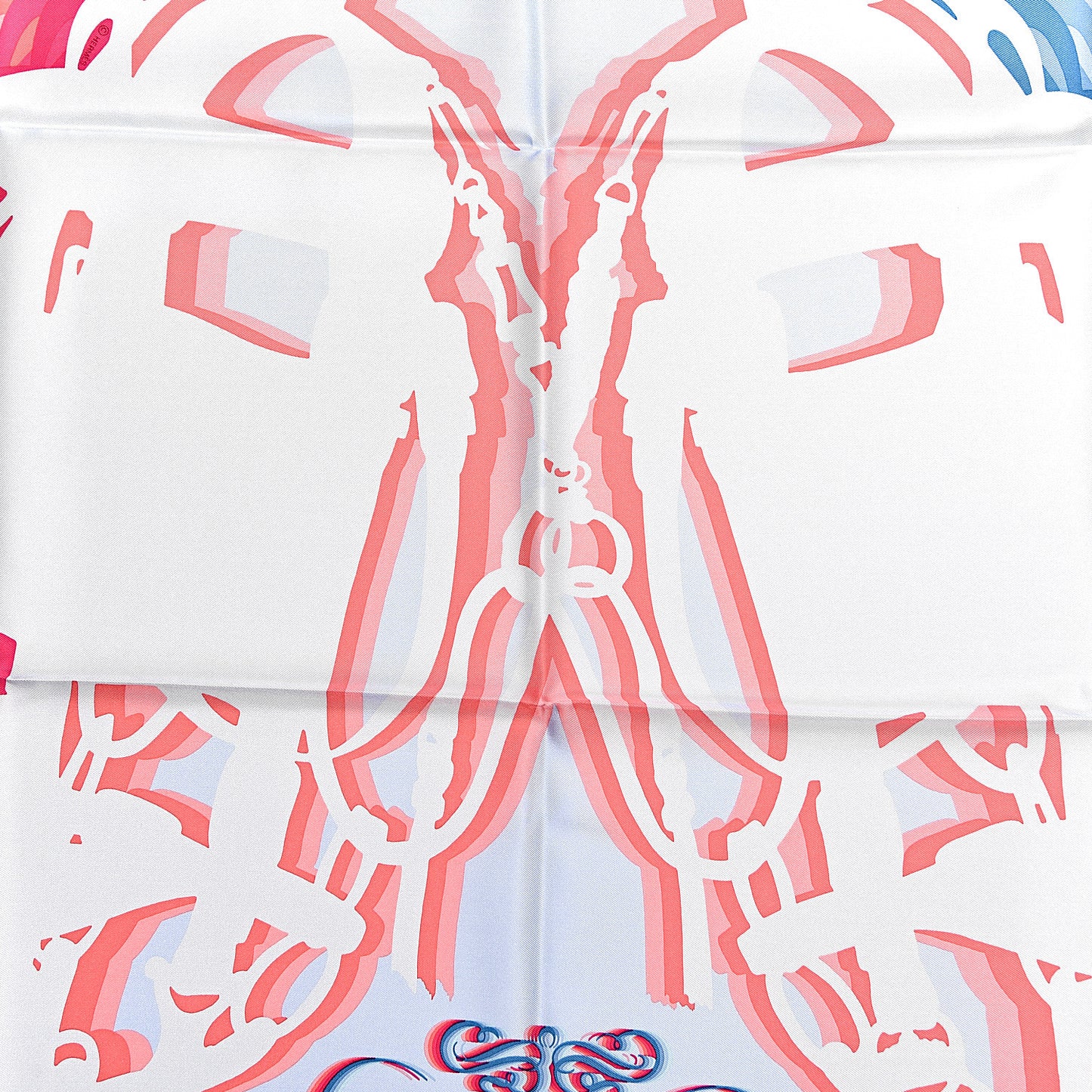 Silk Brides De Gala Shadow Scarf 90 Bleu Ciel Rose Vif