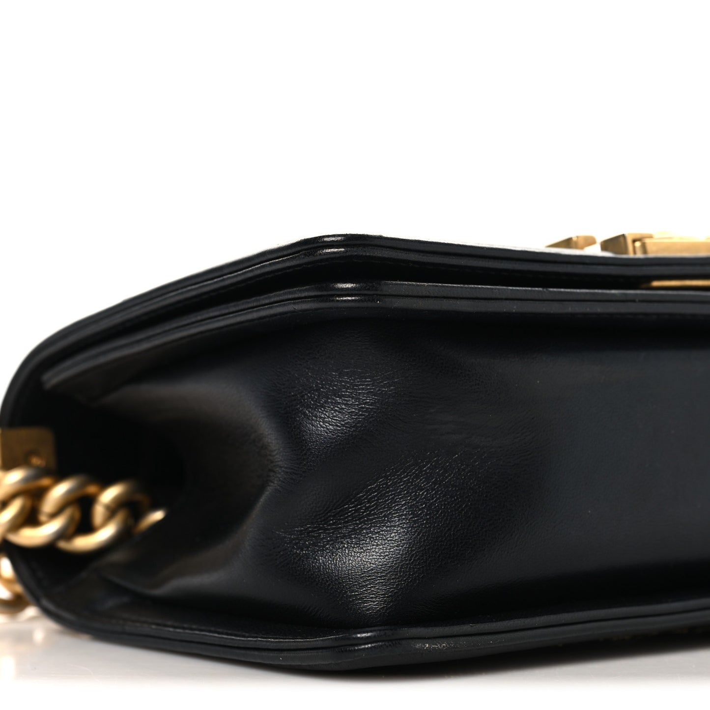 Lambskin Quilted Small Chain Detail Boy Flap Black