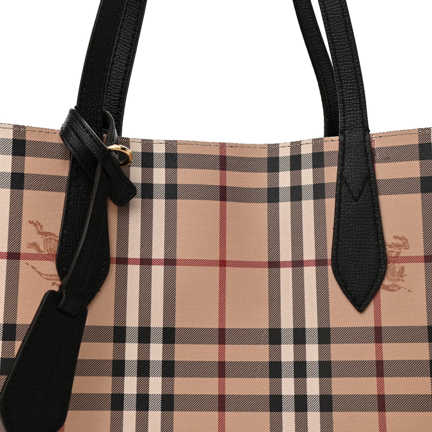 Burberry Grainy Calfskin Haymarket Check Medium Reversible Tote Black 12 of 21
