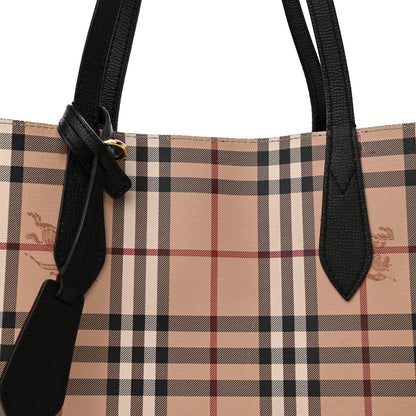 Burberry Grainy Calfskin Haymarket Check Medium Reversible Tote Black 12 of 21