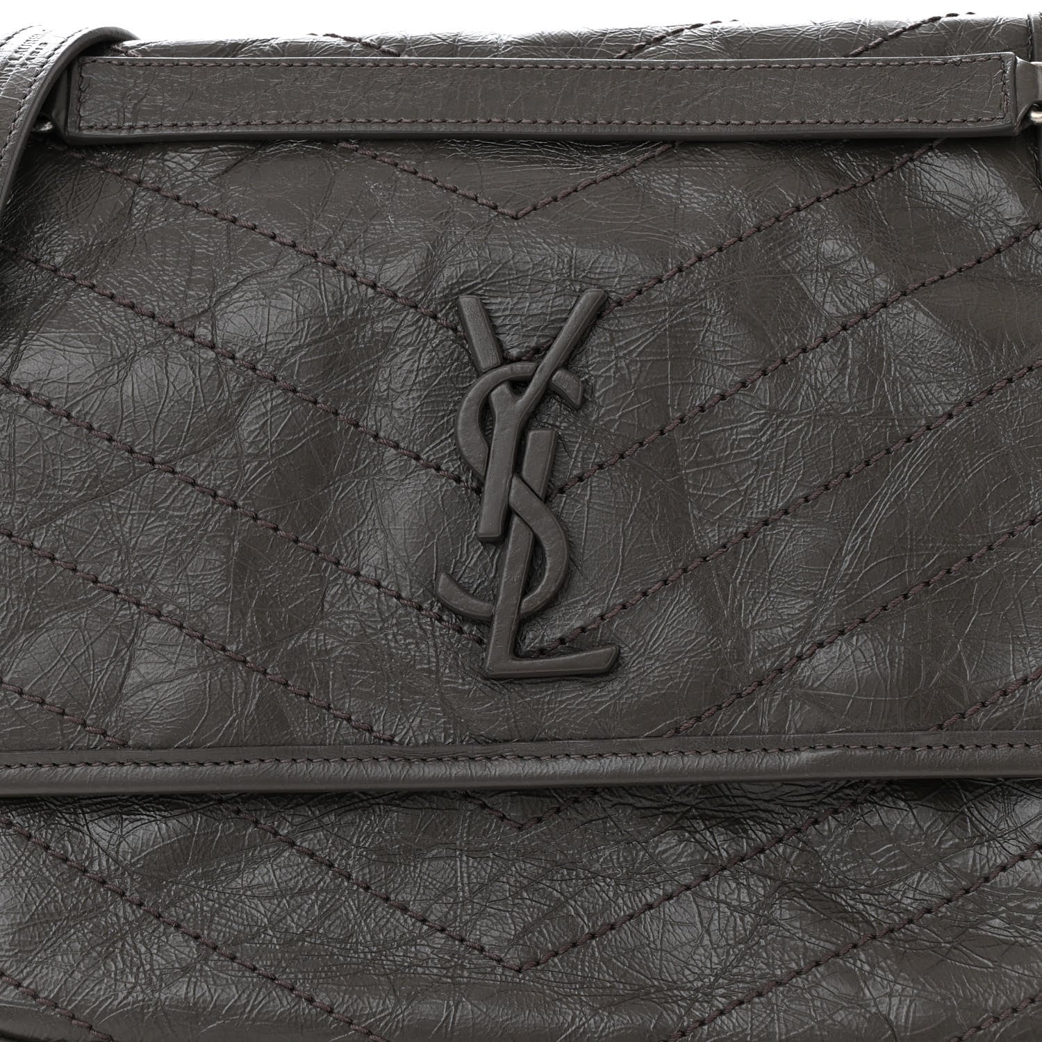 Saint Laurent Crinkled Calfskin Matelasse Monogram Medium Niki Chain Satchel Pebble 8 of 11