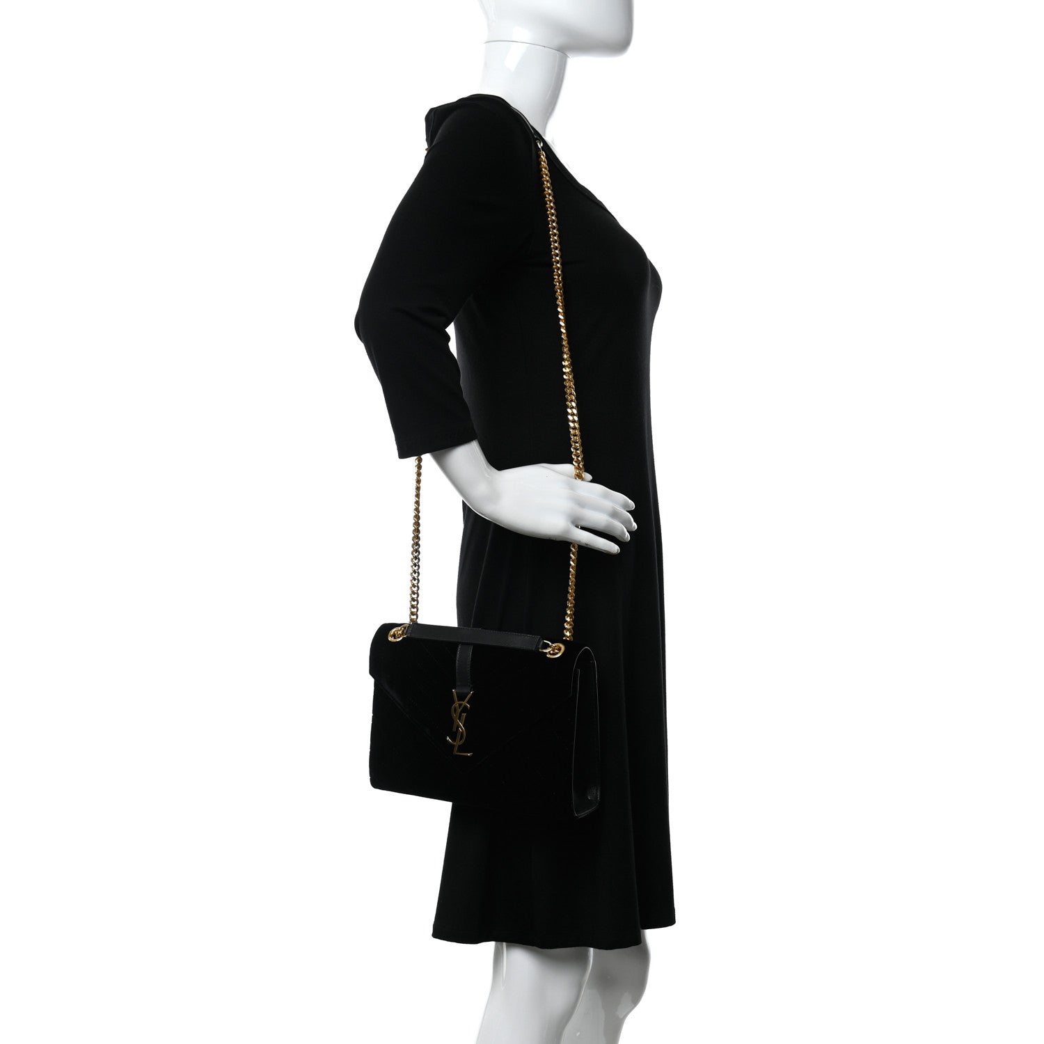 Saint Laurent Velvet Tri-Quilt Monogram Medium College Bag Black 2 of 14