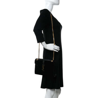 Saint Laurent Velvet Tri-Quilt Monogram Medium College Bag Black 2 of 14