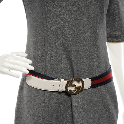 Gucci Leather Web Belt 90 36 White 2 of 4