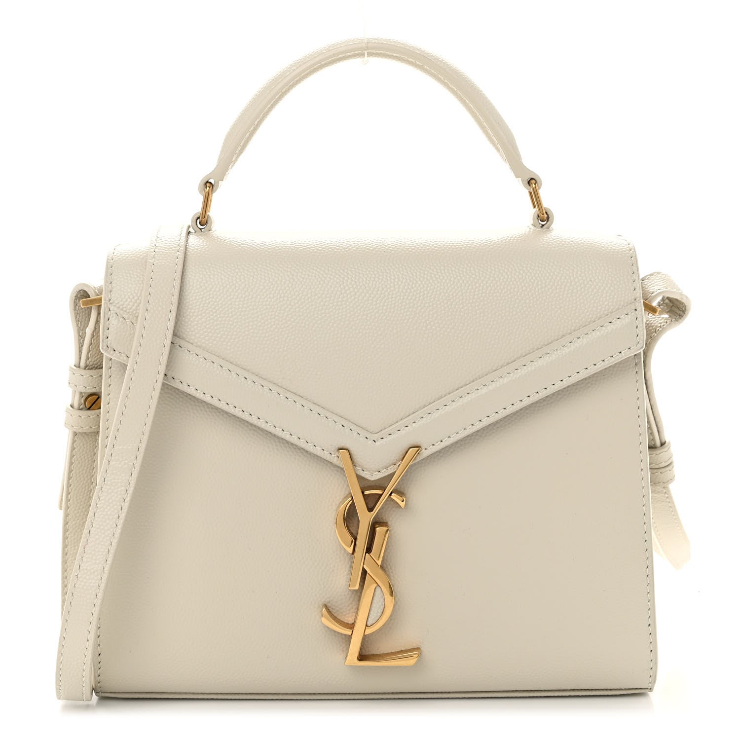 Saint Laurent Grain de Poudre Mini Classic Monogram Cassandra Top Handle Vintage White 1 of 8
