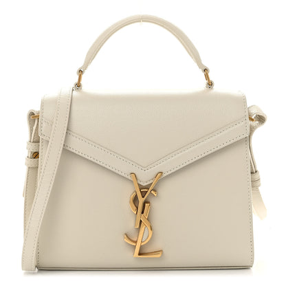 Saint Laurent Grain de Poudre Mini Classic Monogram Cassandra Top Handle Vintage White 1 of 8