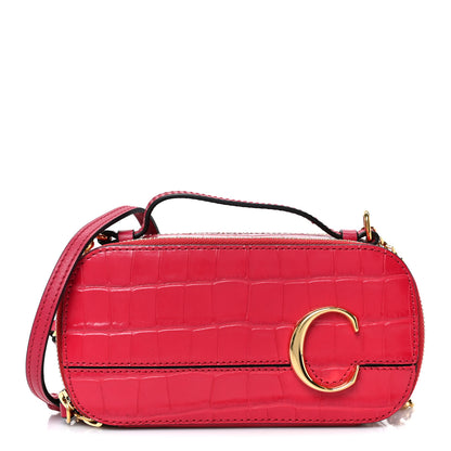Chloe Calfskin Crocodile Embossed Mini C Vanity Bag Red 1 of 10