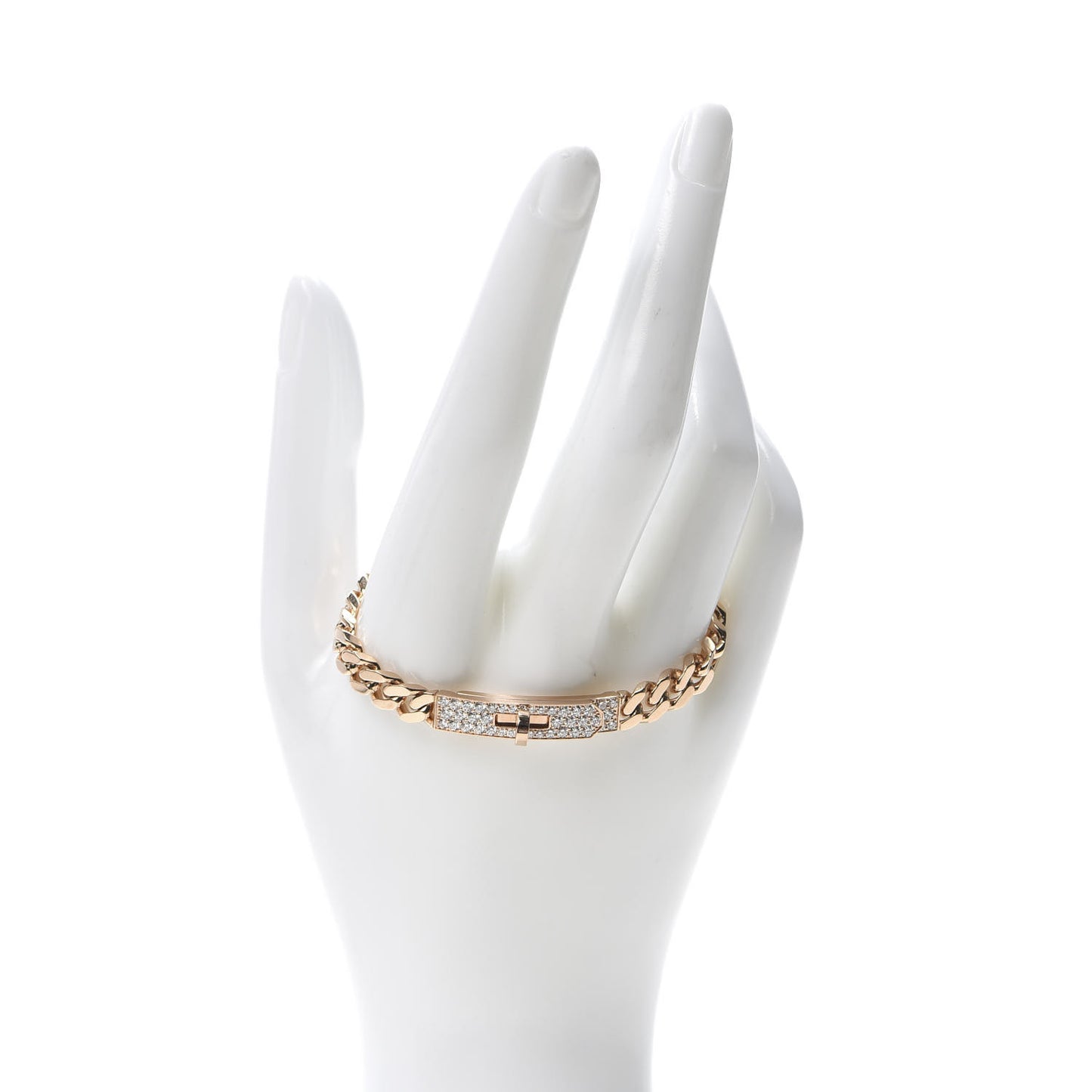18K Rose Gold Diamond PM Kelly Gourmette Bracelet SH