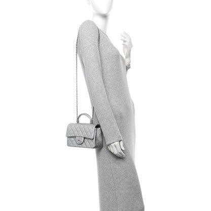 Chanel Metallic Caviar Quilted Mini Top Handle Rectangular Flap Silver 2 of 10