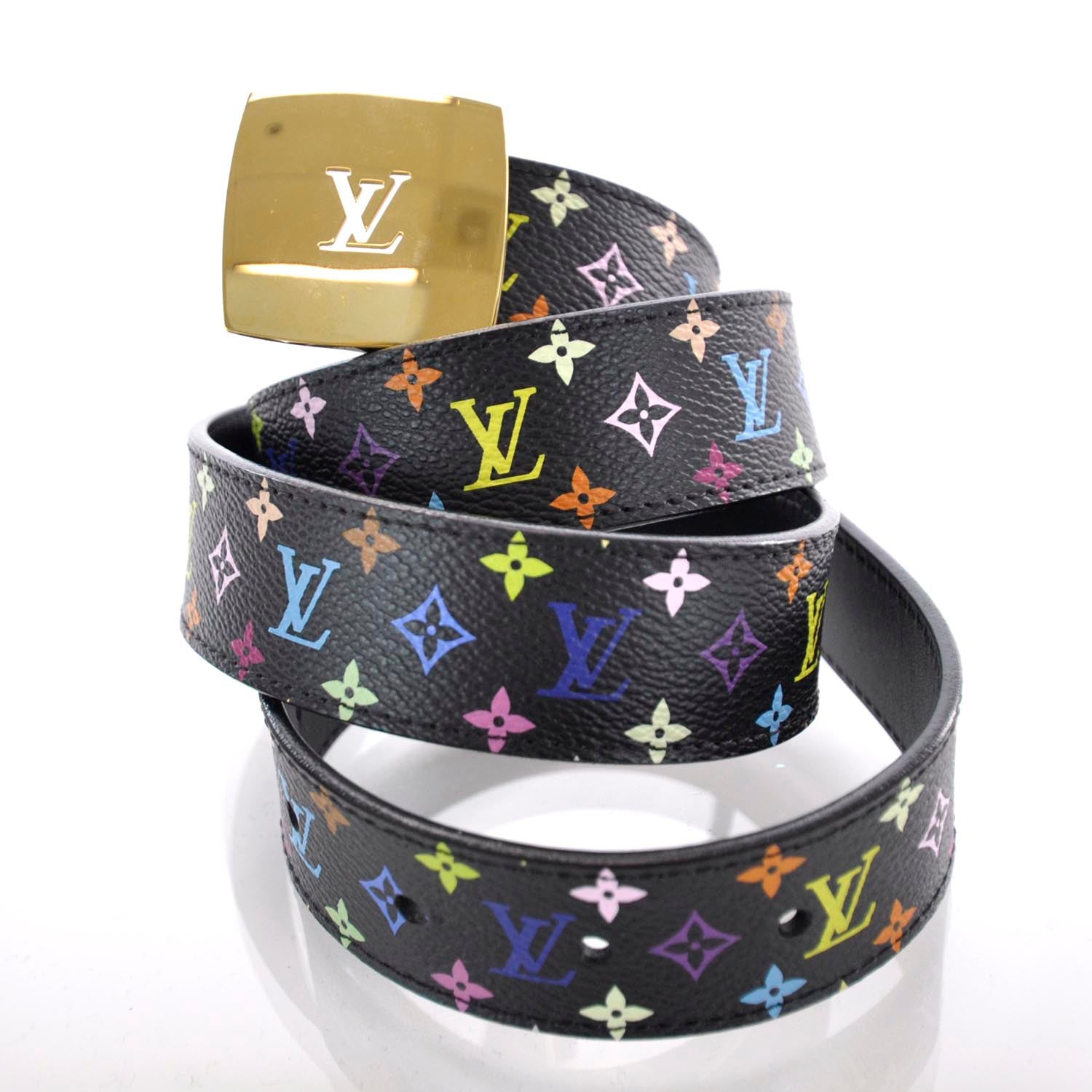 Louis Vuitton Monogram Multicolor LV Cut Reversible Belt 85 34 Black 5 of 5