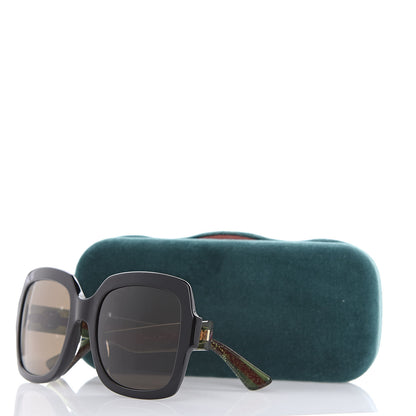Gucci Oversize Square Web GG 0036S Sunglasses Black Green 8 of 8