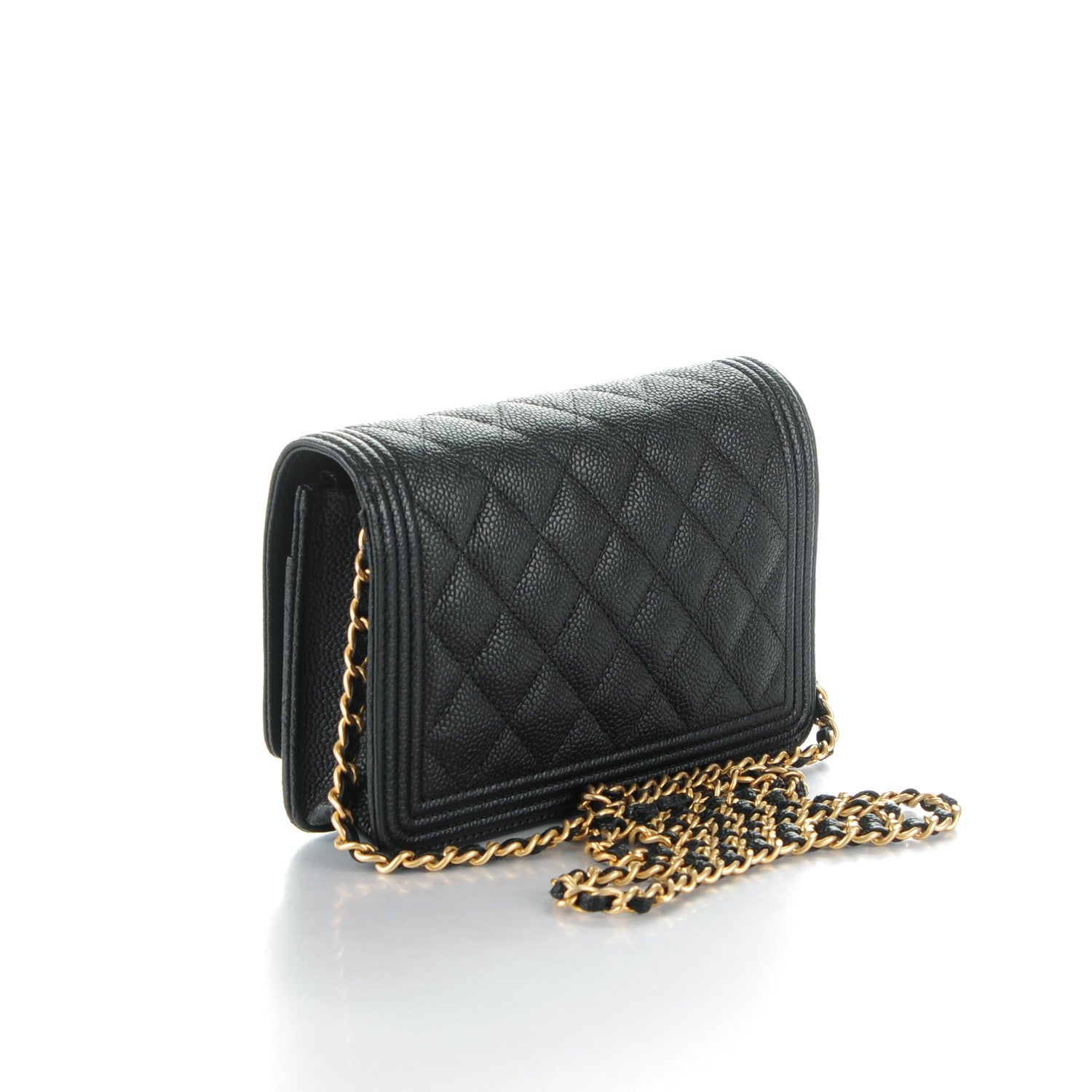 Chanel Caviar Quilted Boy Wallet On Chain WOC Black 3 of 8