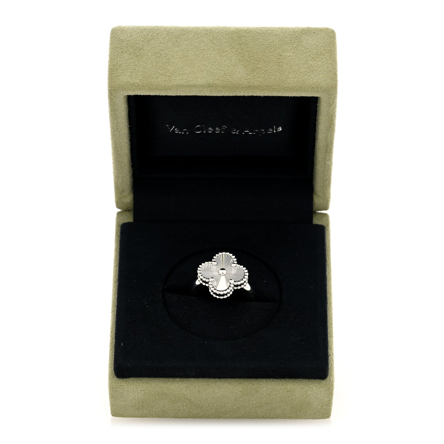 18K White Gold Guilloche Vintage Alhambra Ring 50 5.25